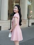  Đầm ngắn cổ áo thắt nơ 