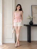  Áo kiểu hai dây linen rút 
