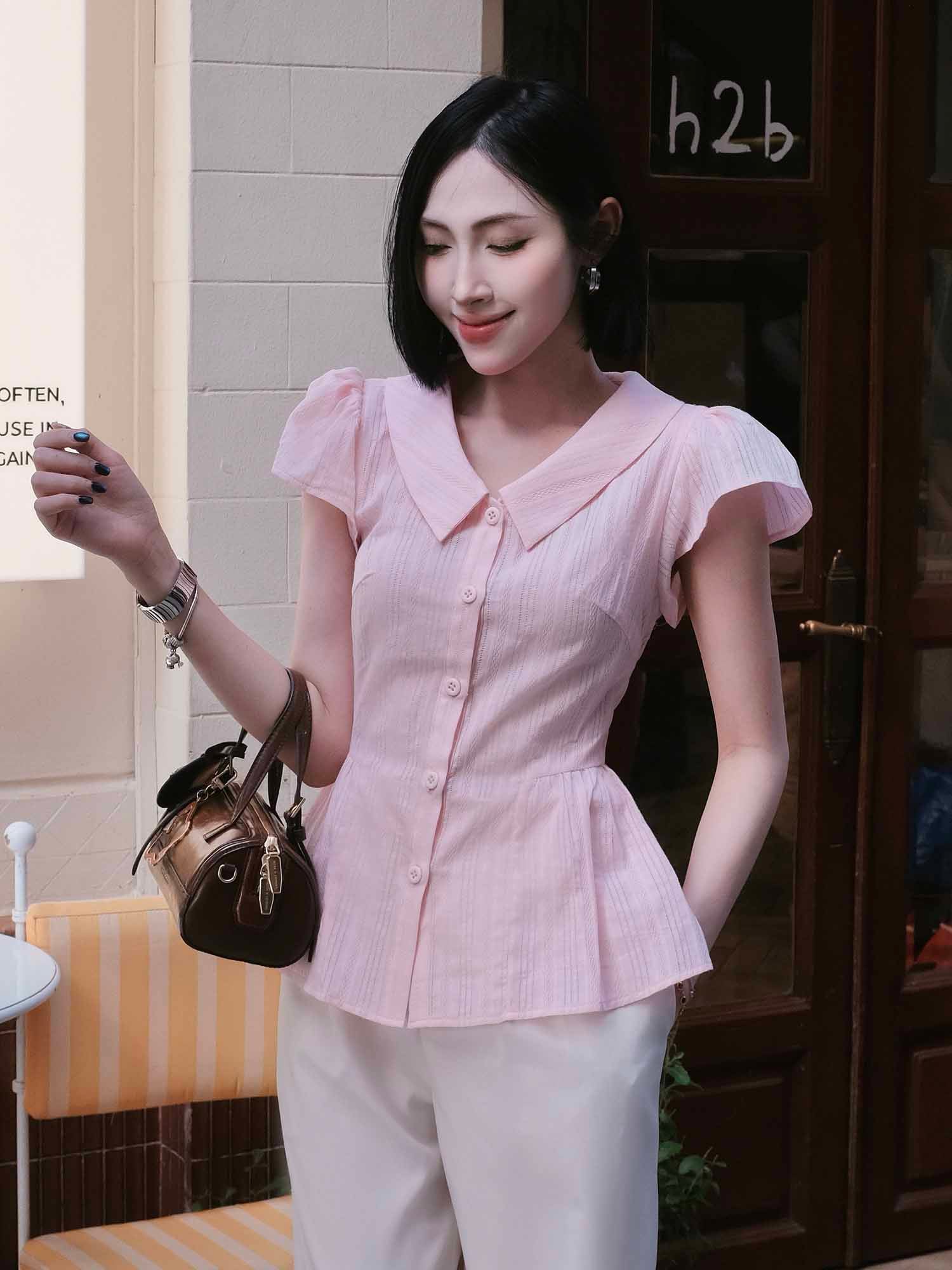 Áo xô thêu dáng peplum