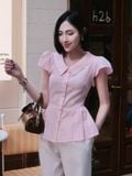  Áo xô thêu dáng peplum 
