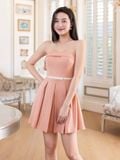 Đầm mini cúp ngực xếp ly hộp 