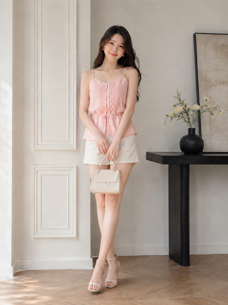  Áo kiểu hai dây linen rút 