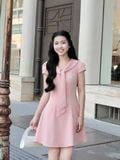  Đầm ngắn cổ áo thắt nơ 