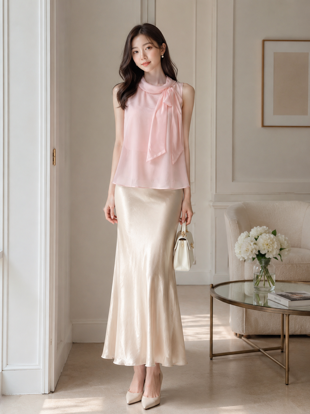 Áo kiểu voan cổ phối nơ