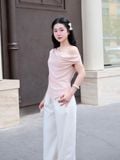  Áo lệch vai cổ đổ phối ren 