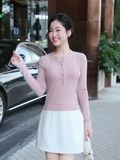  Áo thun tay dài cổ tròn gài nút 