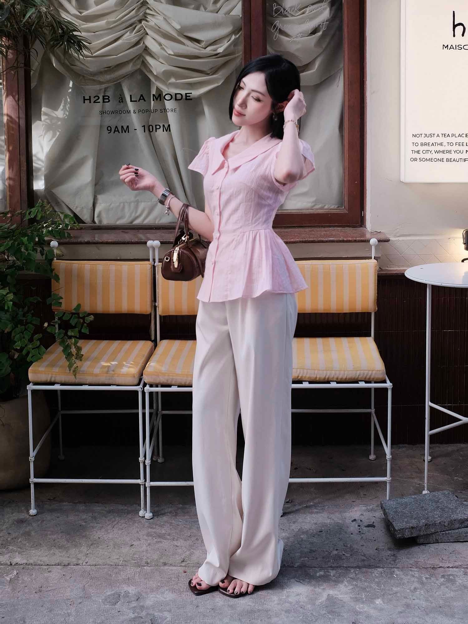  Áo xô thêu dáng peplum 