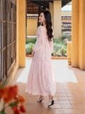  Đầm midi voan hoa tay phồng dài 