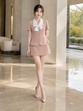  Áo kiểu peplum phối cổ nơ lụa 