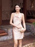  Đầm mini lụa cổ đổ dáng A 