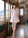  Đầm mini sọc xếp ly xoè 