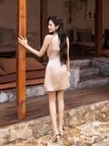  Đầm mini lụa cổ đổ dáng A 