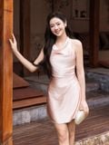  Đầm mini lụa cổ đổ dáng A 
