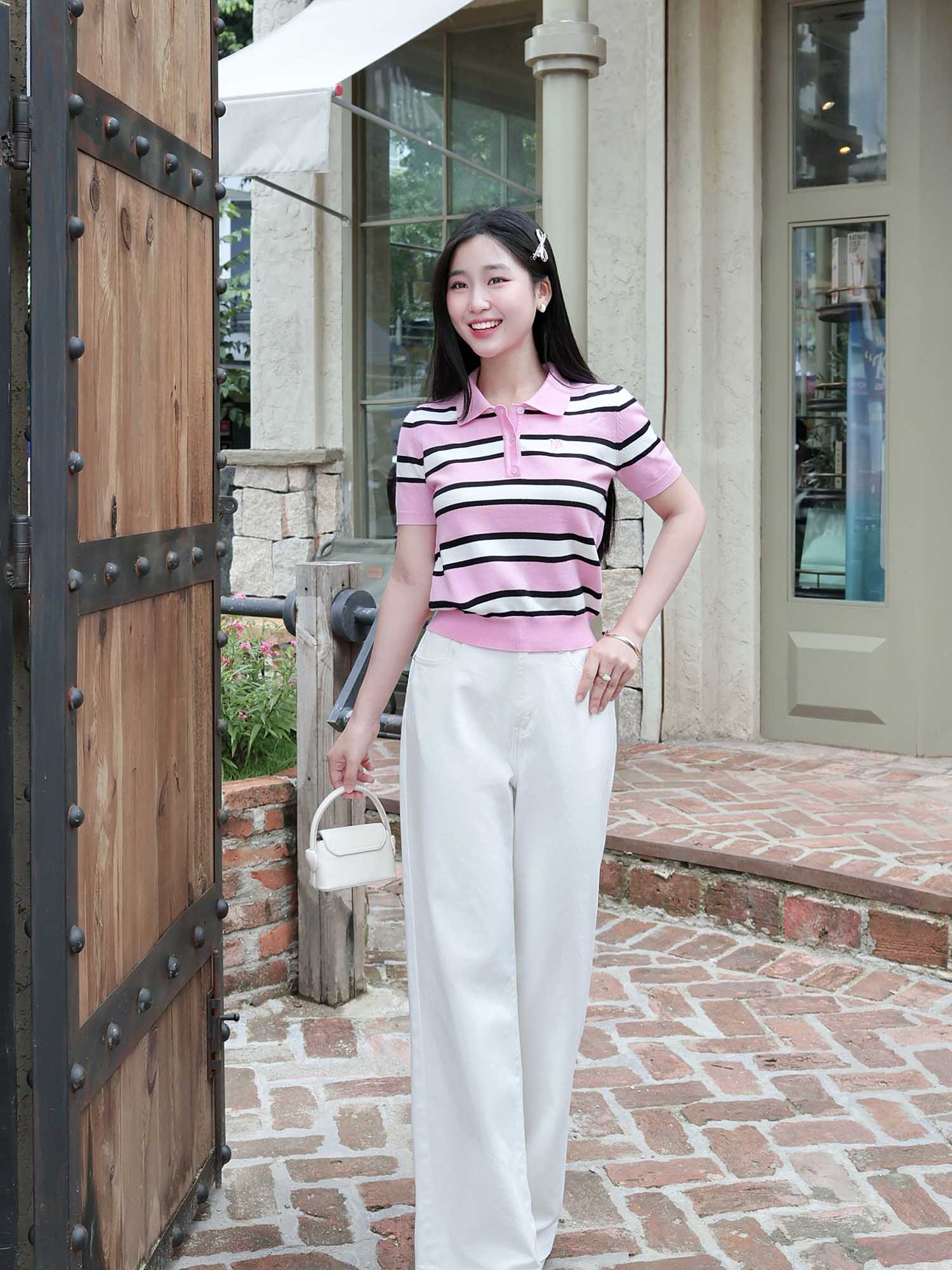 Áo polo sọc dệt kim