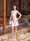  Đầm mini lụa cổ đổ dáng A 