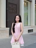  Đầm mini lai dập ly khoét cổ 