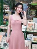  Đầm midi thun dệt kim sát nách cổ U 