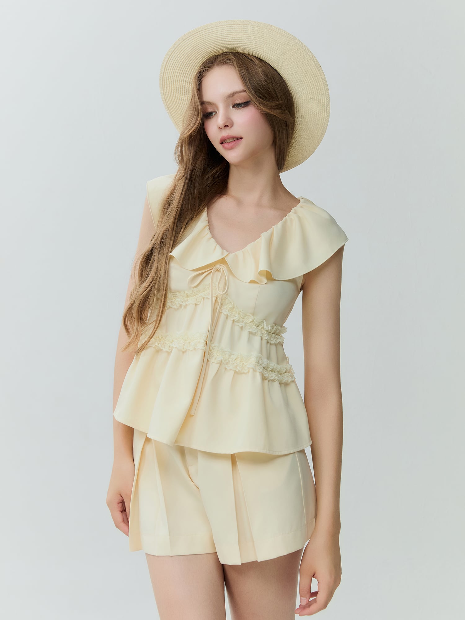 Quần short xếp ly hộp thân trước - Marc