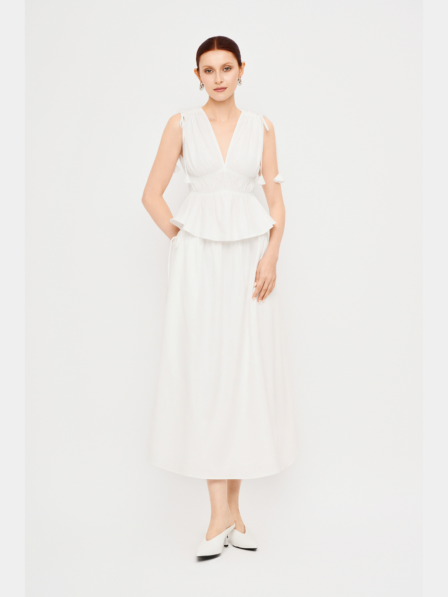 Áo sát nách cổ tim nhún eo rút dây vai