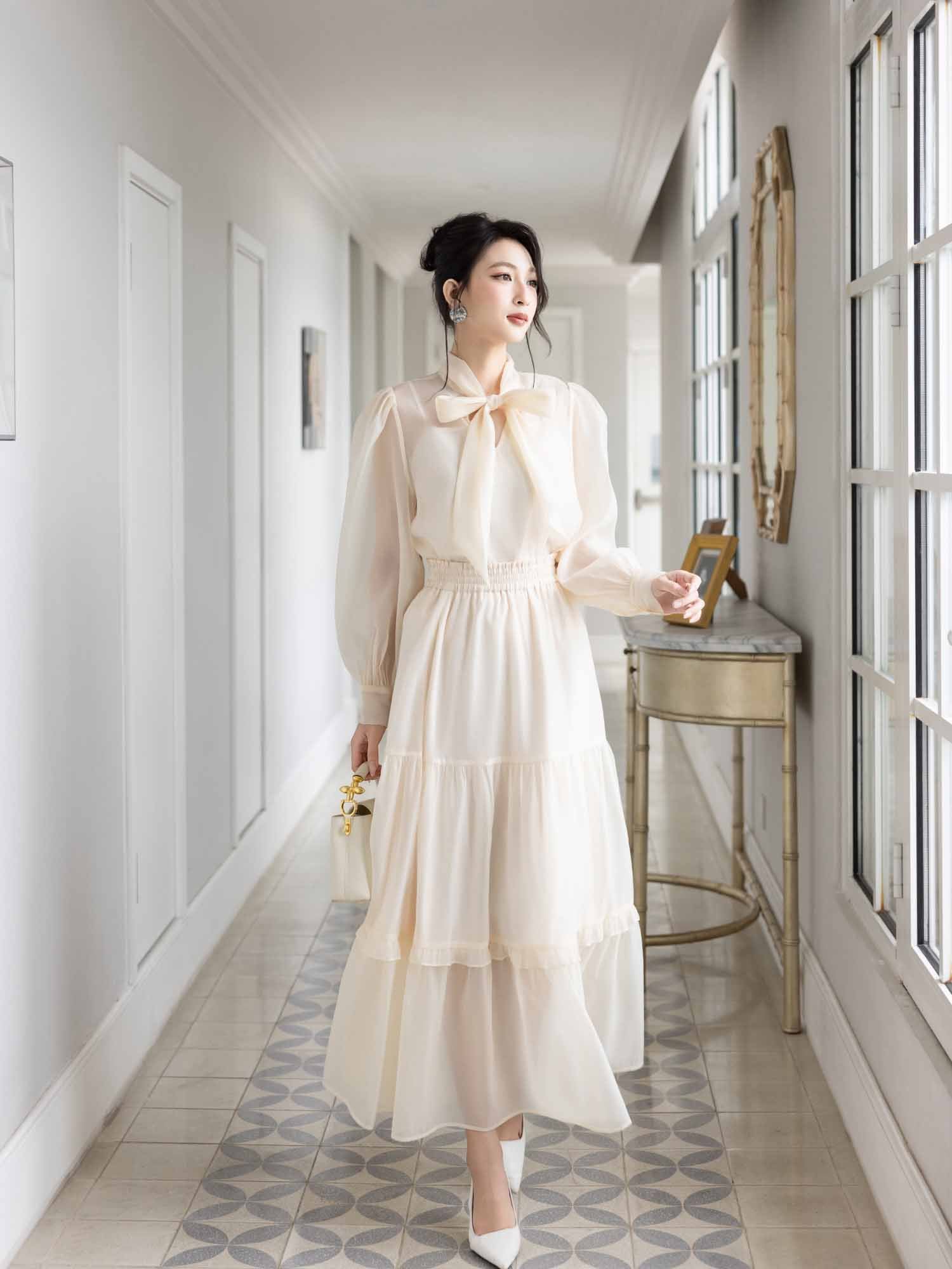 Chân váy voan 3 tầng lưng thun