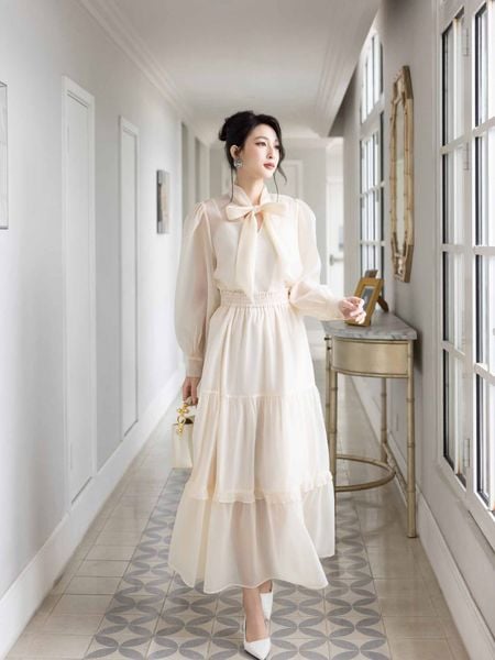  Chân váy voan 3 tầng lưng thun 