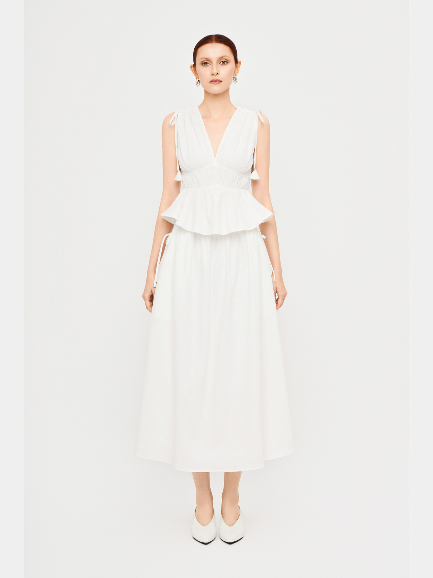 Áo sát nách cổ tim nhún eo rút dây vai