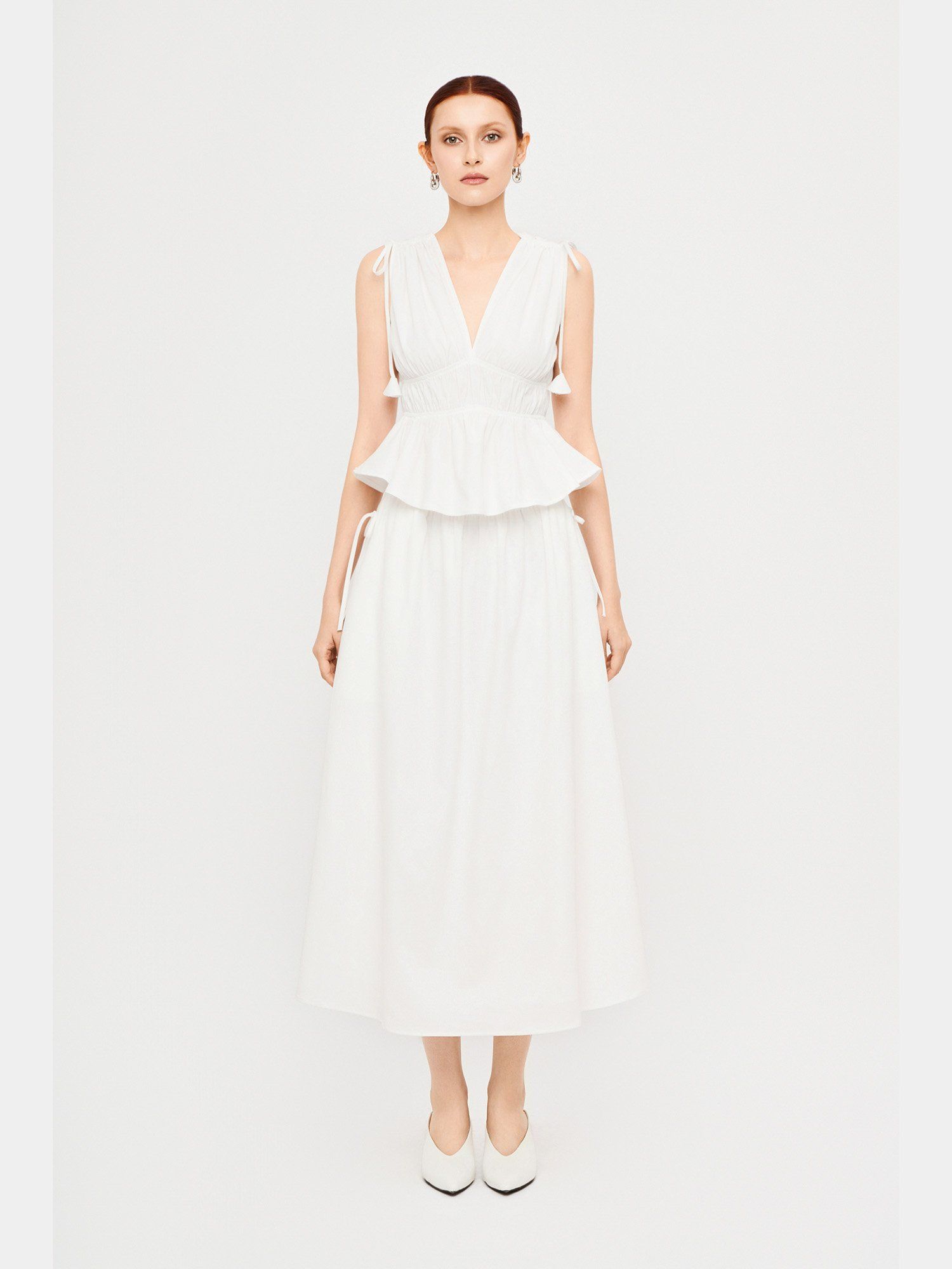  Áo sát nách cổ tim nhún eo rút dây vai 