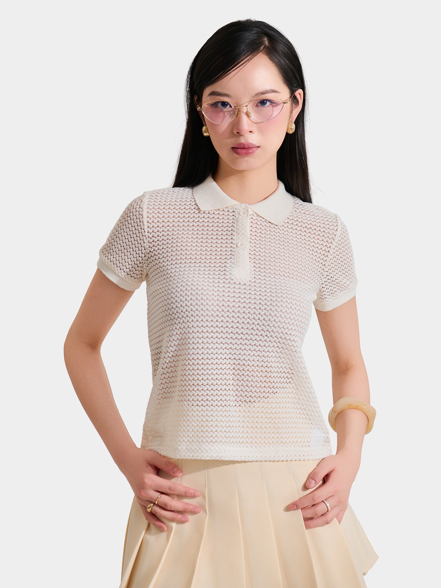 Áo thun polo dệt kim form cơ bản
