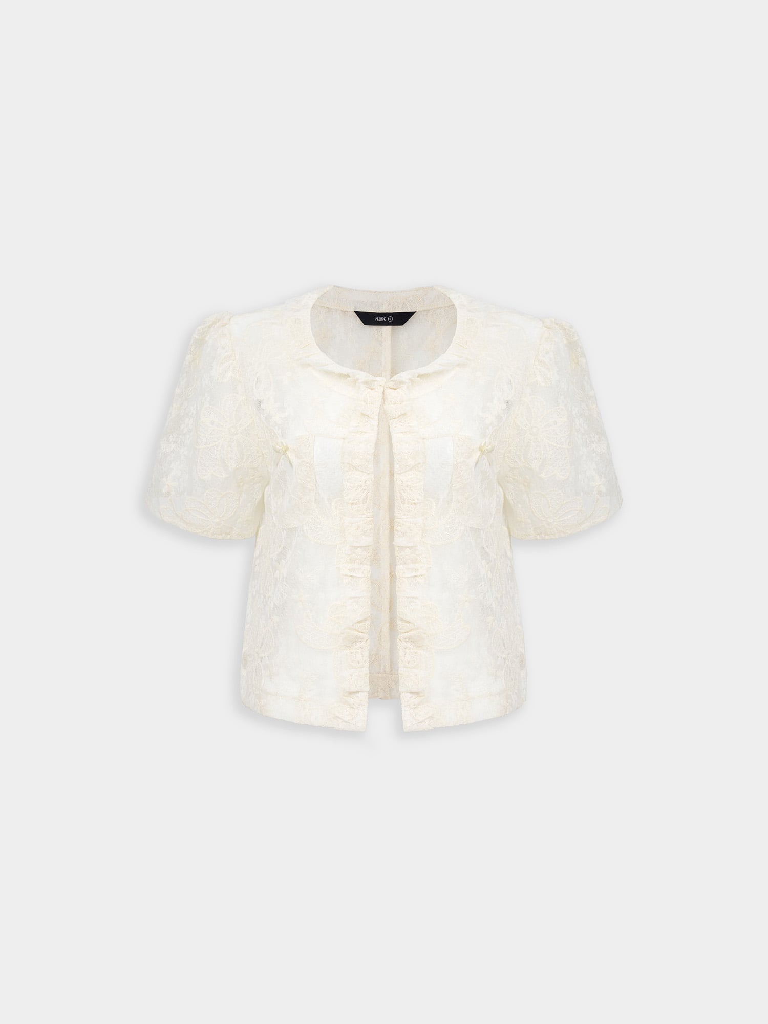 Áo ngắn tay xuyên thấu thêu họa tiết