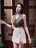  Chân váy mini skort xẻ tà 