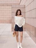  Áo lưới oversize cổ thuyền 