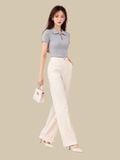  Quần ống suông có lưng kèm diễu ly thân trước 