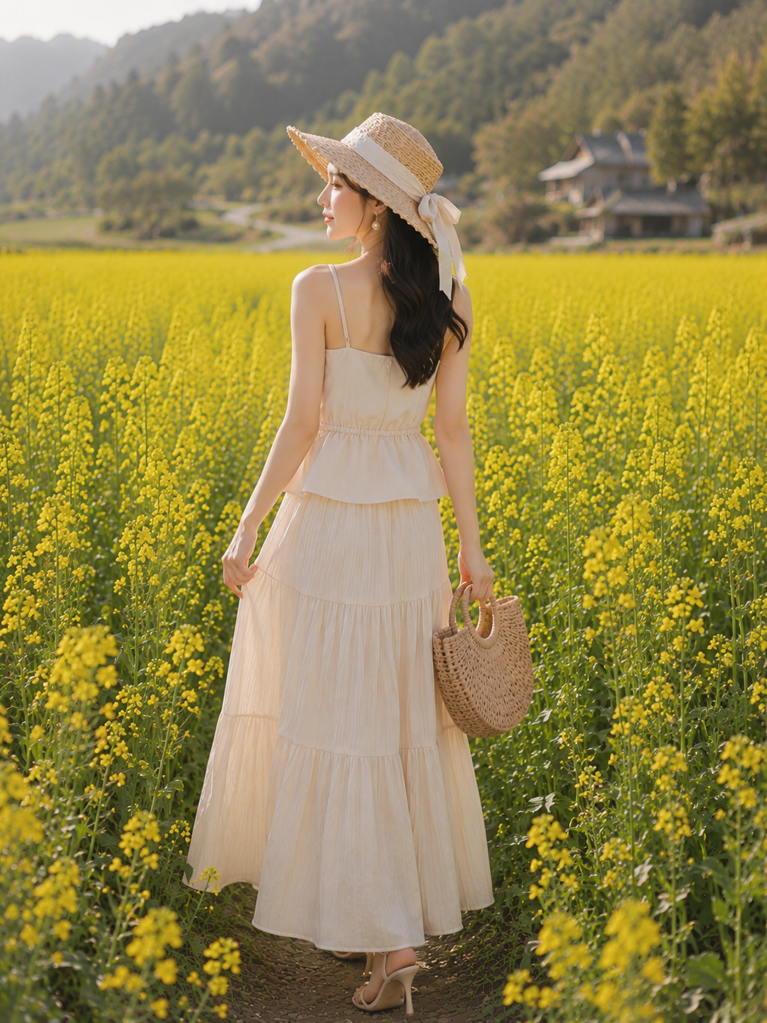 Chân váy maxi xoè 3 tầng