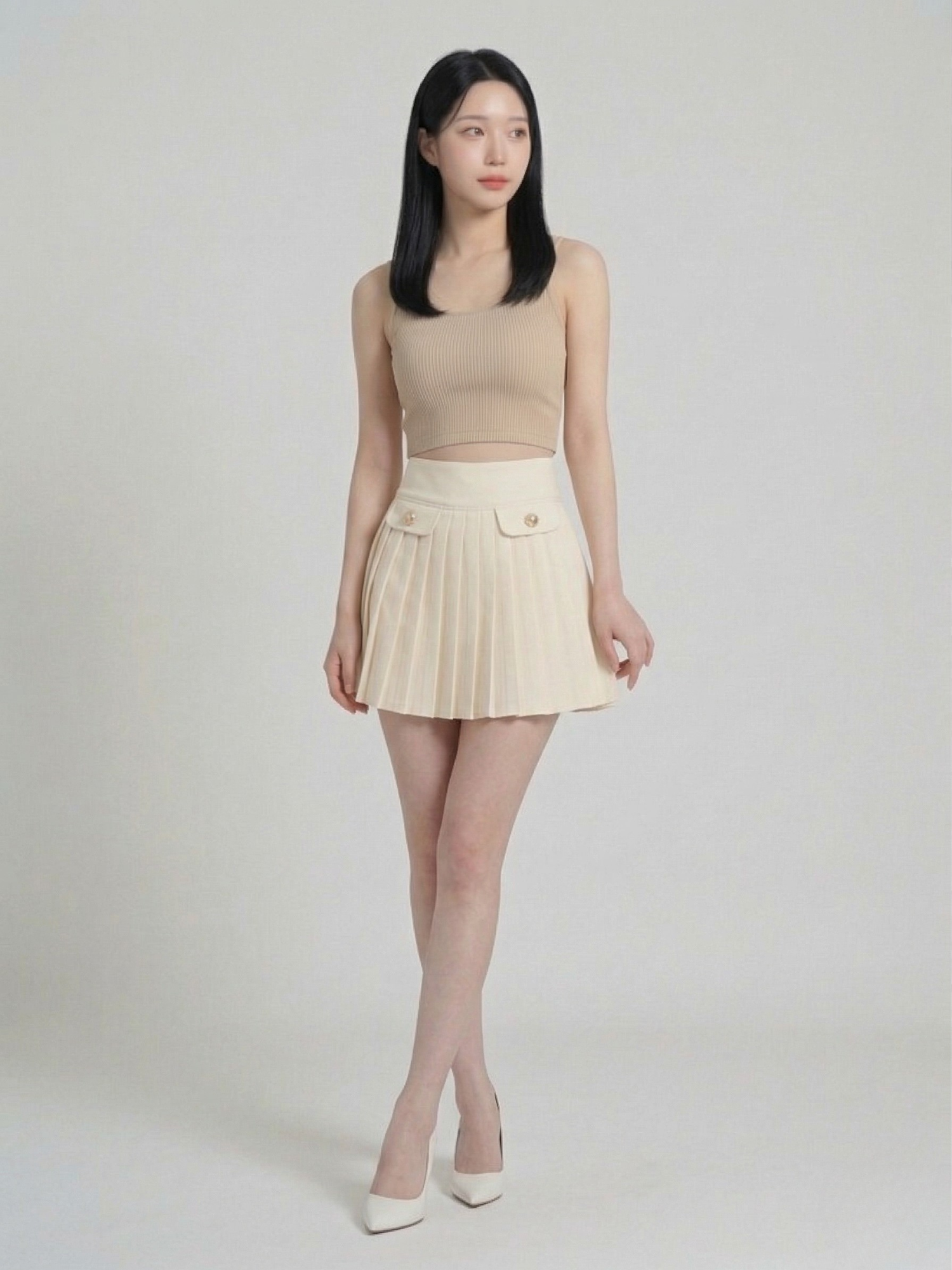 Váy mini chữ A xếp ly