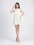  Đầm mini phom suông phối nơ vai cách điệu 