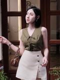  Chân váy mini skort xẻ tà 