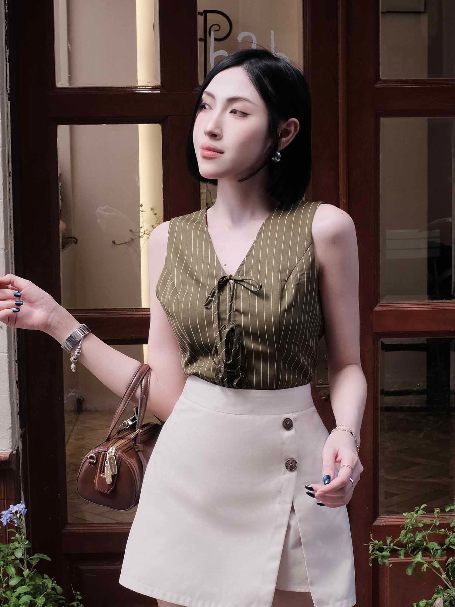  Chân váy mini skort xẻ tà 