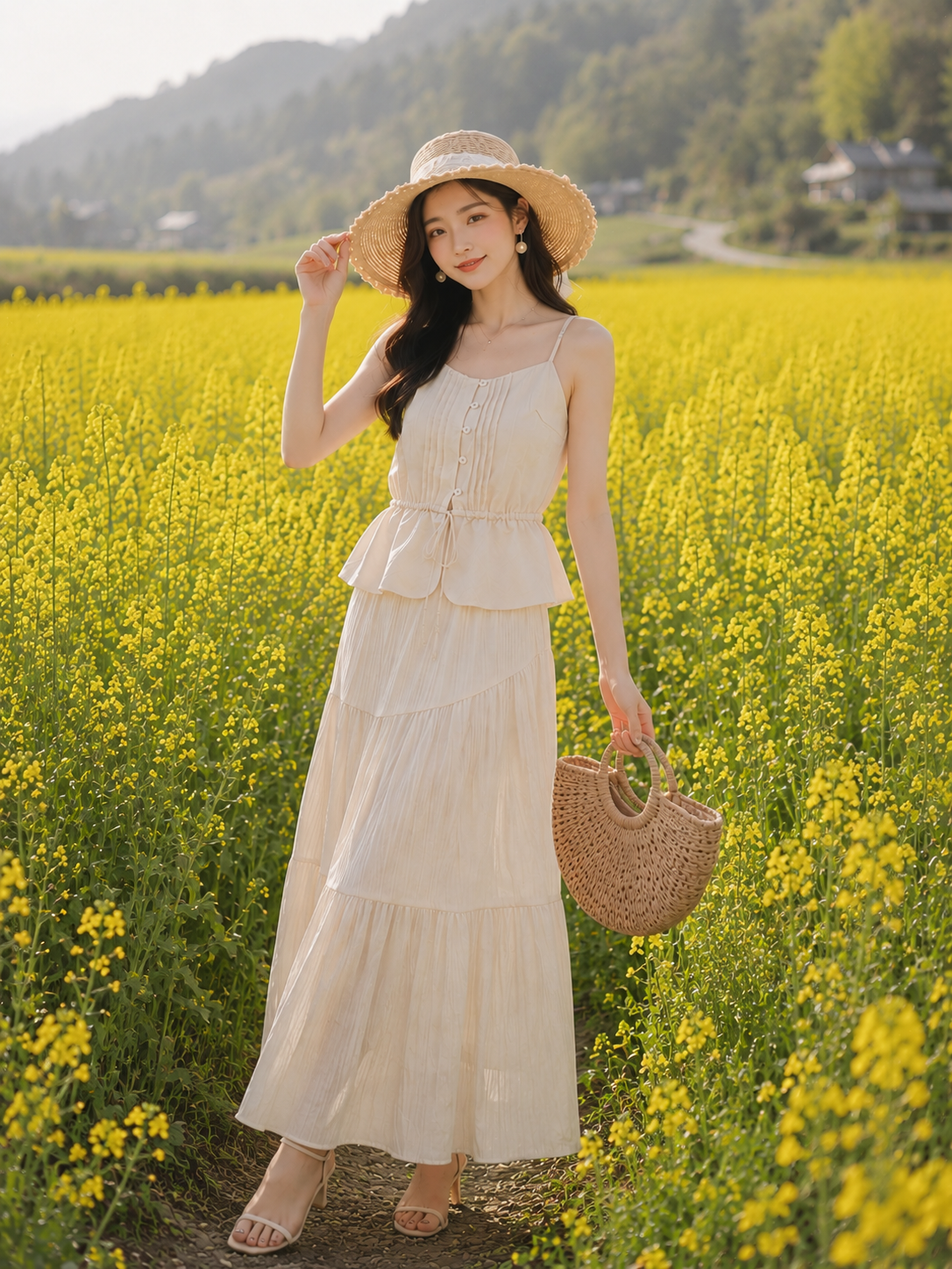 Chân váy maxi xoè 3 tầng