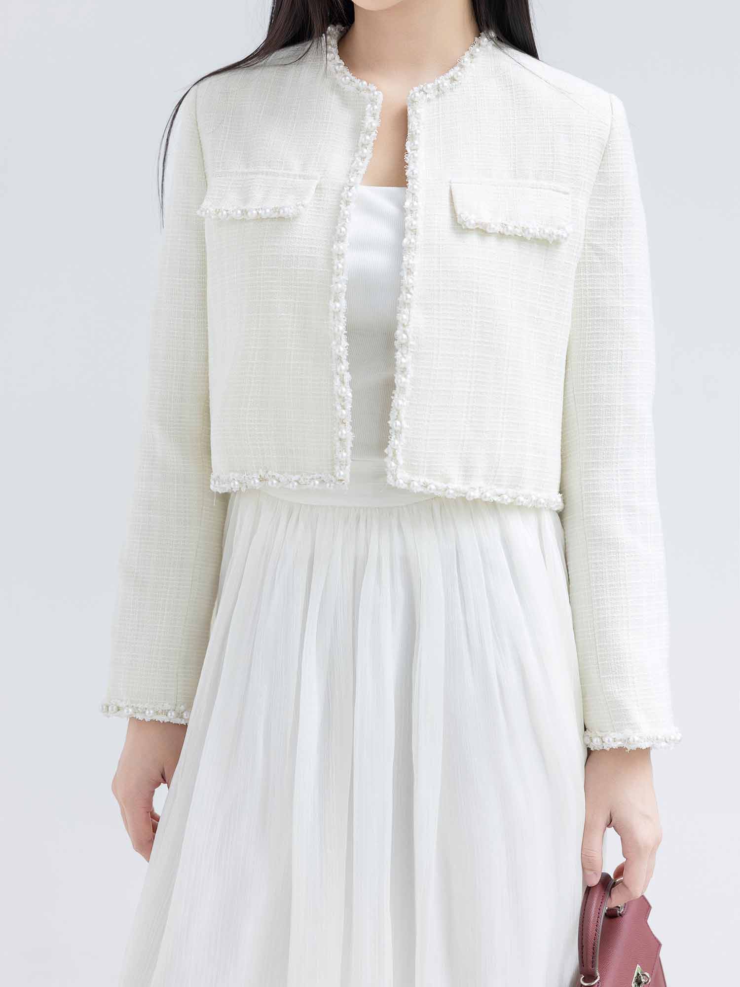 Áo khoác dạ Tweed phối viền