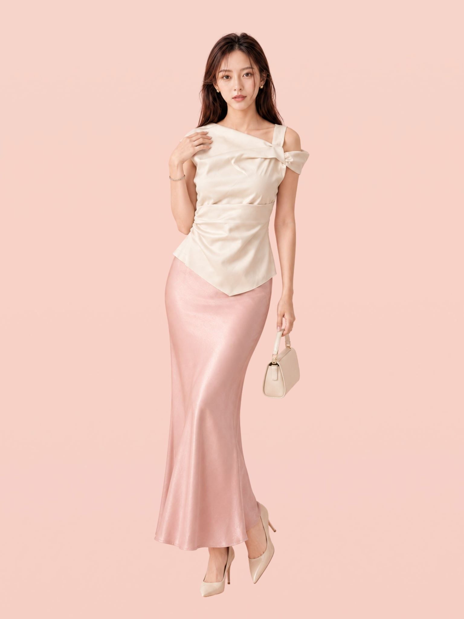  Áo draping xếp ly vai và eo 