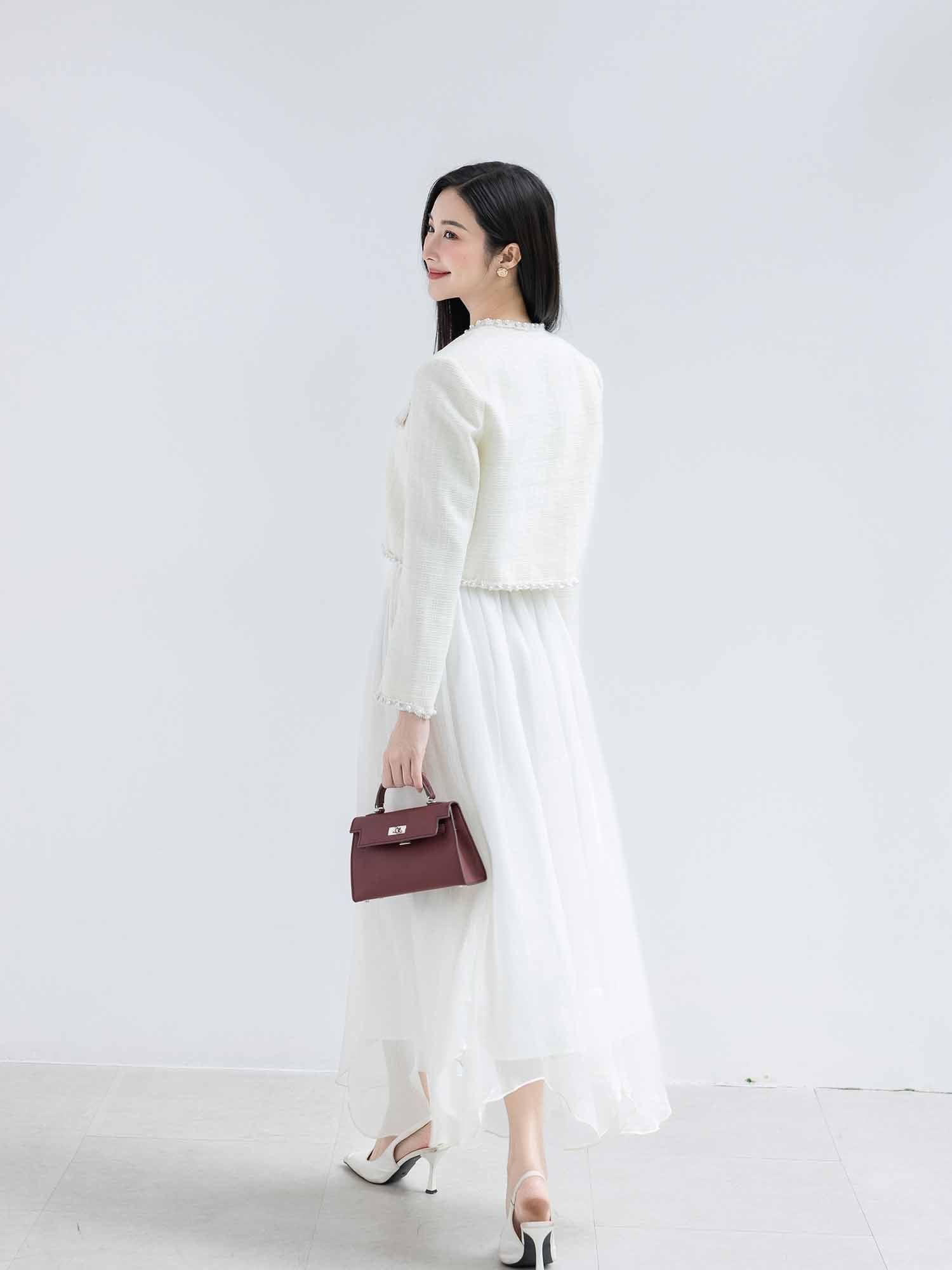  Áo khoác dạ Tweed phối viền 