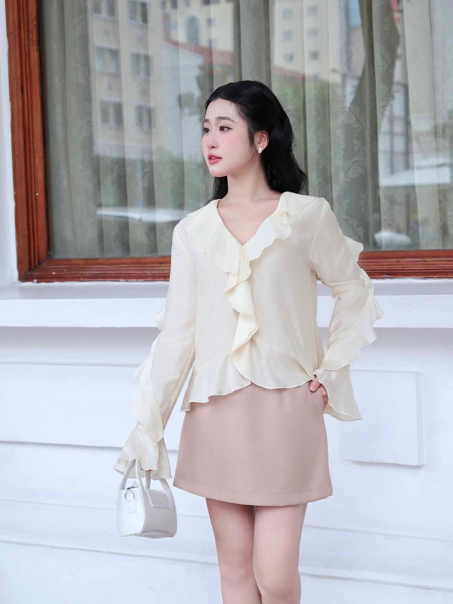  Áo kiểu phối bèo 