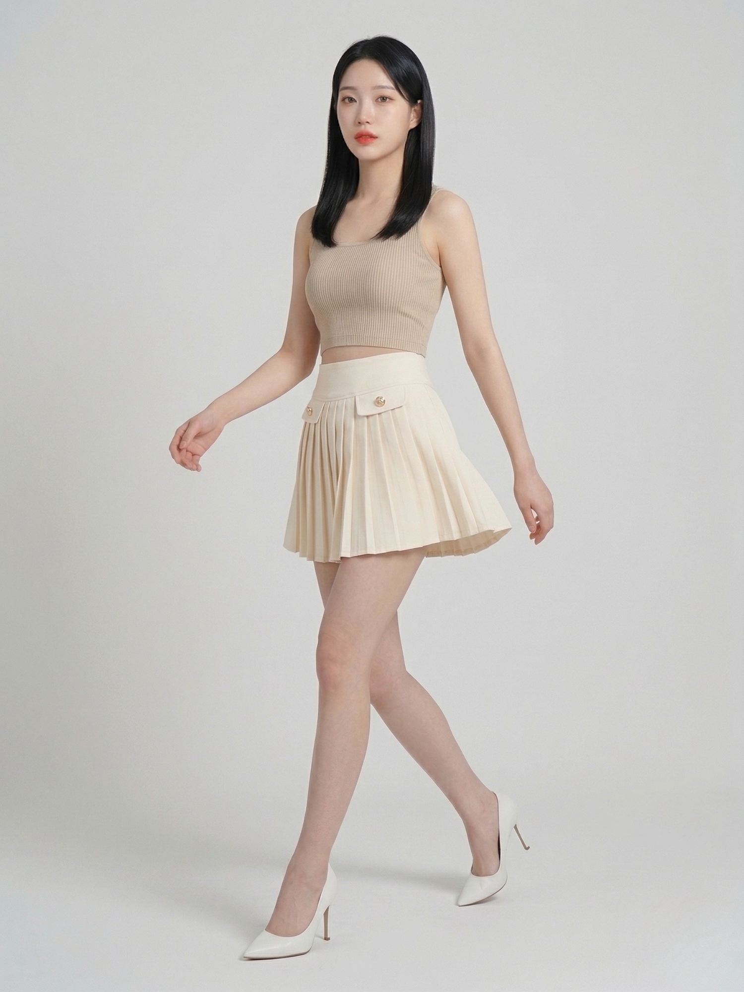 Váy mini chữ A xếp ly