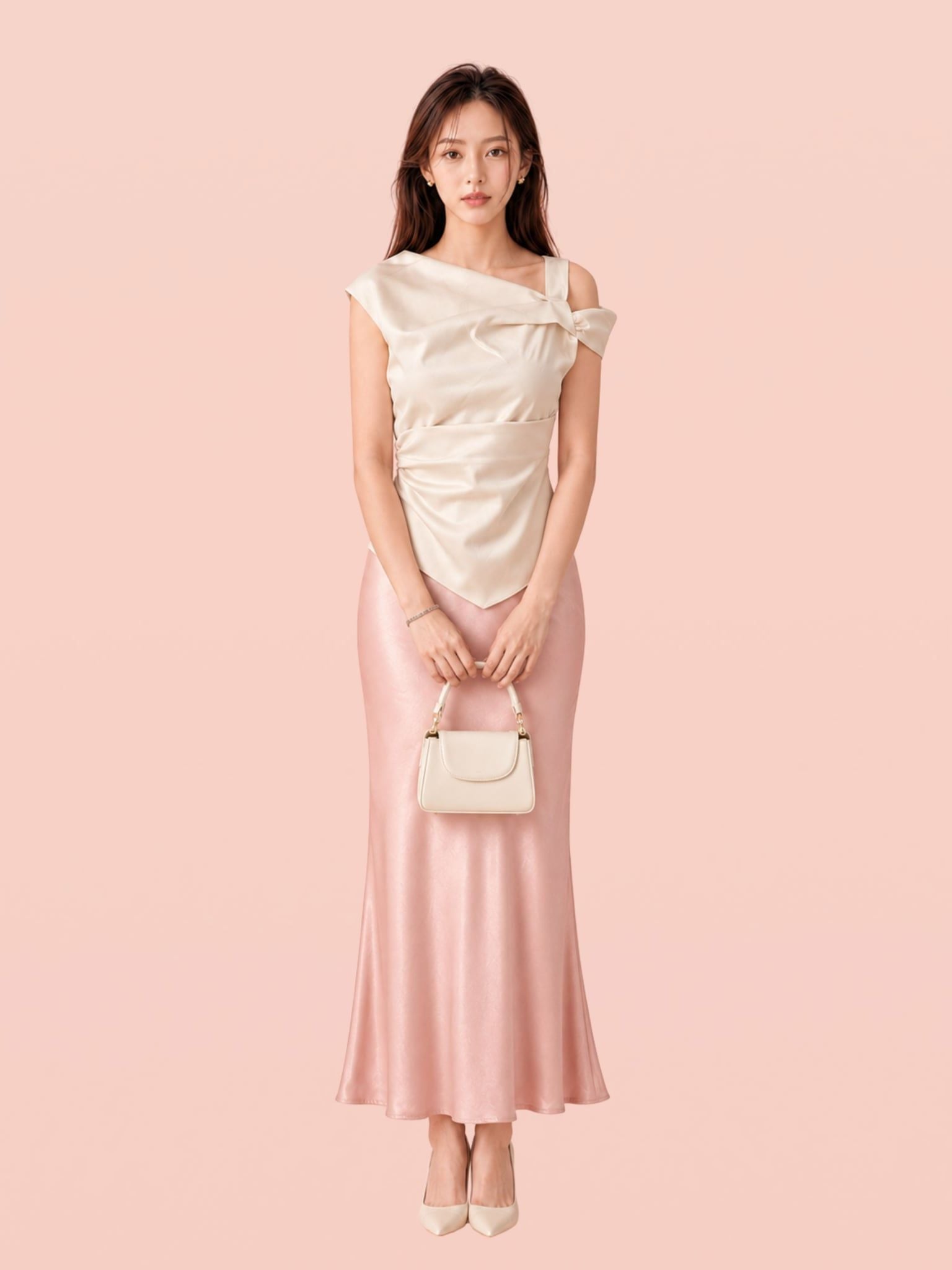  Áo draping xếp ly vai và eo 