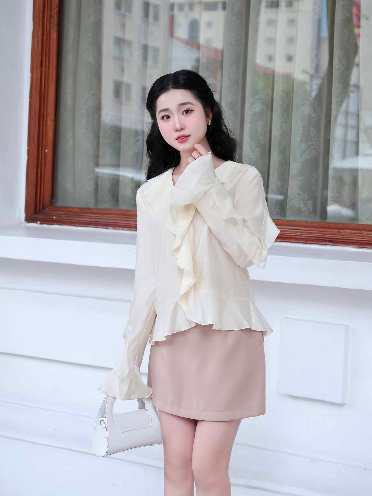  Áo kiểu phối bèo 