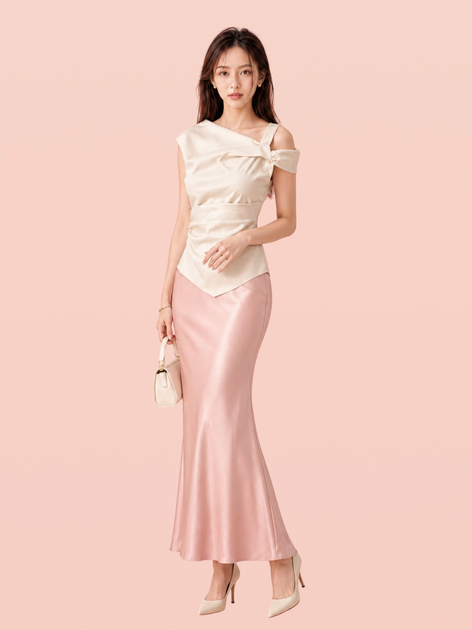 Áo draping xếp ly vai và eo