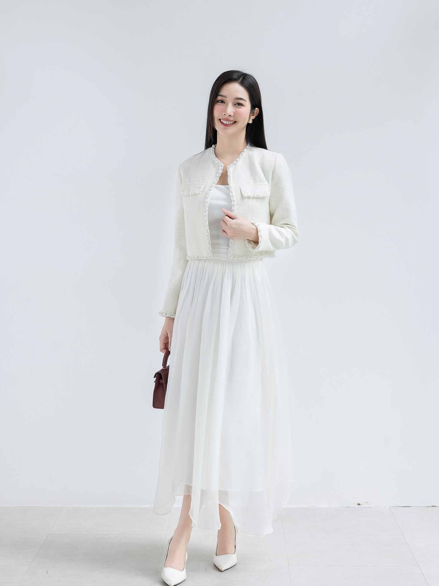  Áo khoác dạ Tweed phối viền 