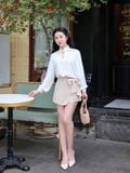  Chân váy skort mini đắp chéo phối nơ 