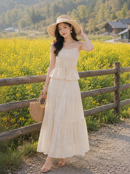  Chân váy maxi xoè 3 tầng 