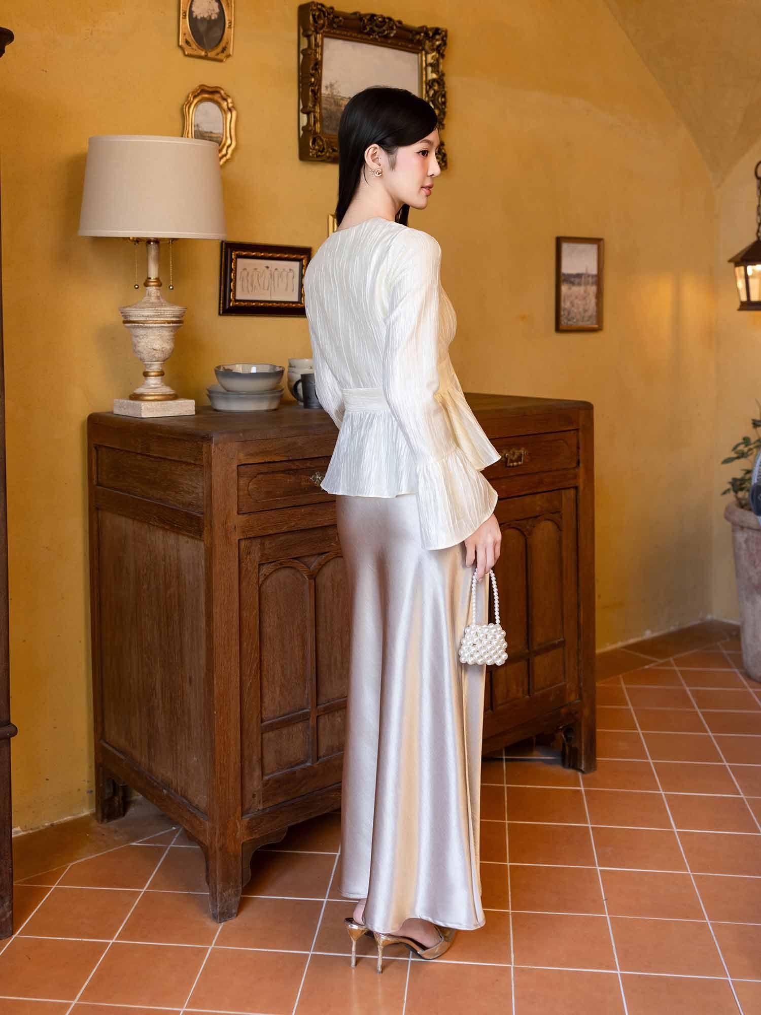  Váy maxi lụa ánh nhung đuôi cá 